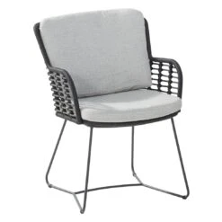 4Seasons Fabrice Gartensessel Edelstahl/Rope Inkl. Kissen Anthrazit