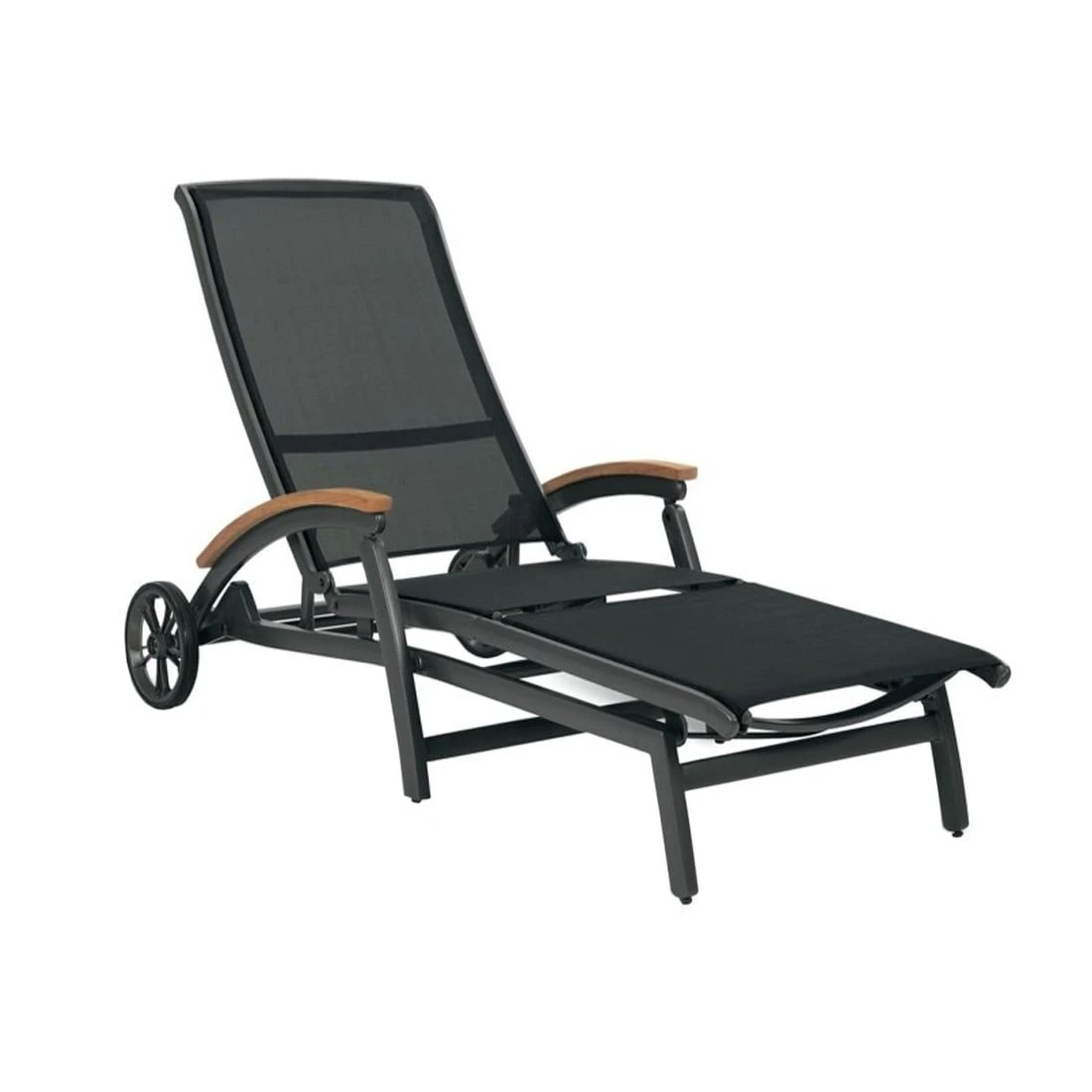 Hartman Da Vinci Gartenliege Aluminium/Textilene Mit Teak-Armlehnen Xerix/Grau-Schwarz/Teak 3 Hartman Da Vinci Gartenliege Aluminium/Textilene Mit Teak-Armlehnen Xerix/Grau-Schwarz/Teak