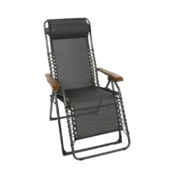 Sungörl Oasi DV XL Relaxliege Stahl/Textilene/Eschenholz Eisengrau/Quatro-Black-Gold