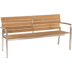 Stern Savona Gartenbank Edelstahl/Teak Natur -Garten Leben 698701 2