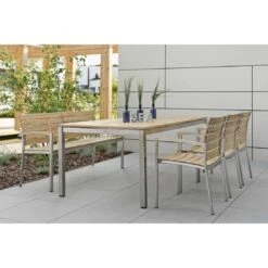 Stern Savona Gartenbank Edelstahl/Teak Natur -Garten Leben 698701 3