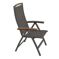 Sieger Catena Klappsessel Aluminium/Textilene Eisengrau/Grau/Teak -Garten Leben 756847 2