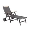 Sieger Catena Gartenliege Aluminium/Textilux Mit Teakarmlehnen Eisengrau/Grau/Teak -Garten Leben 756880 1