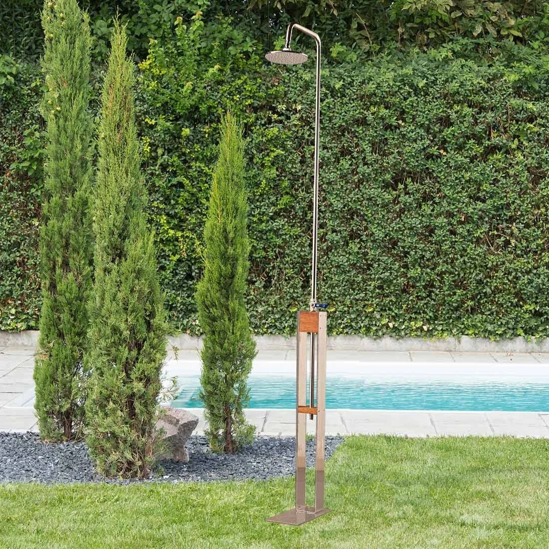 Ideal Altena Gartendusche Kaltwasser Edelstahl/Holz 3 Ideal Altena Gartendusche Kaltwasser Edelstahl/Holz