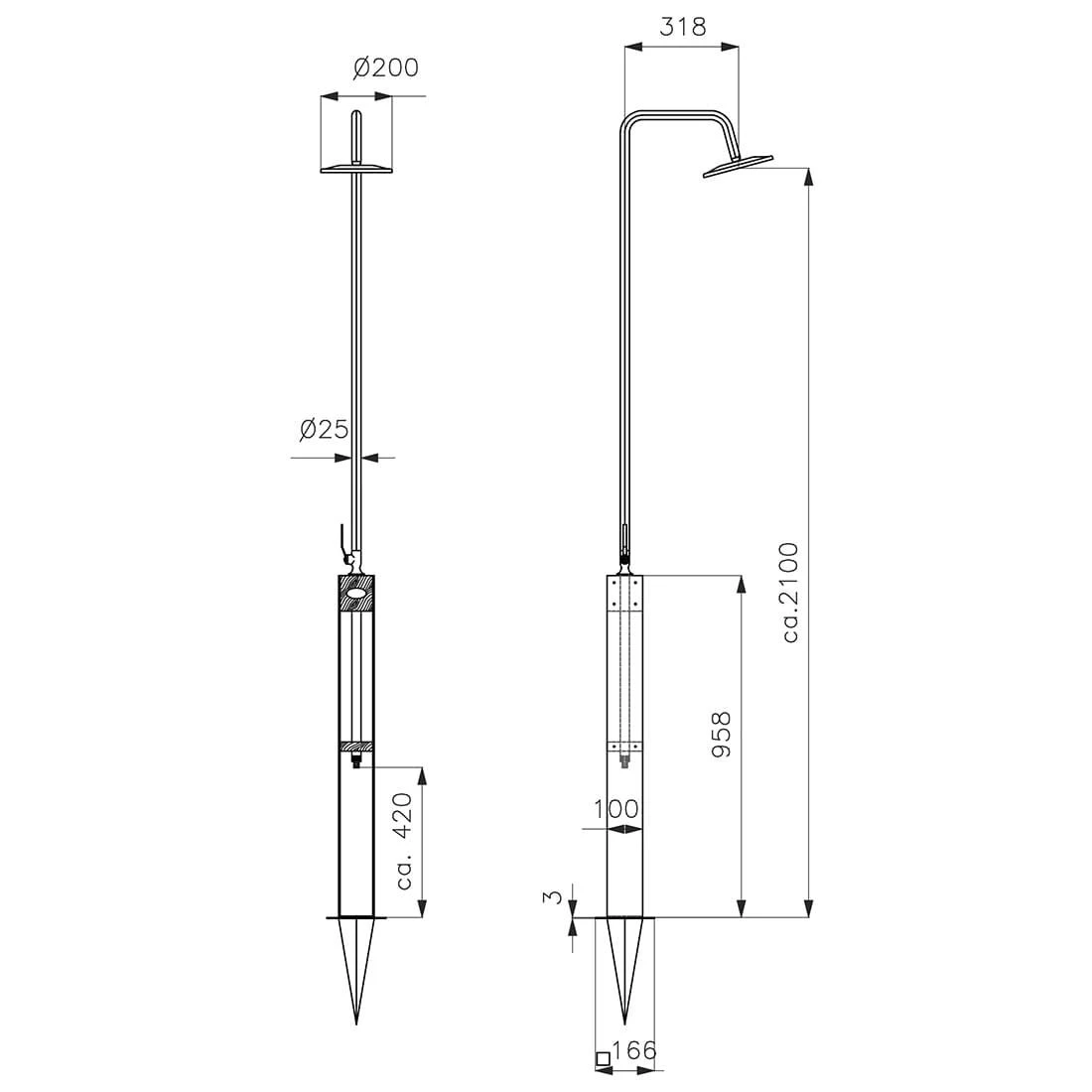 Ideal Altena Gartendusche Kaltwasser Edelstahl/Holz 6 Ideal Altena Gartendusche Kaltwasser Edelstahl/Holz – Bild 4