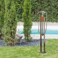 Ideal Altena Mini Gartendusche Kaltwasser Edelstahl/Holz Natur