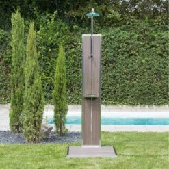 Ideal Bahama Gartendusche Kaltwasser Edelstahl/Kunstholz Silber/Braun