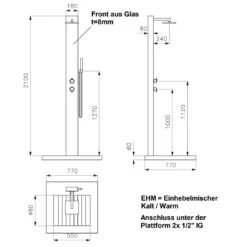 Ideal Kuba Gartendusche Warmwasser Edelstahl/WPC/Glas 8 Ideal Kuba Gartendusche Warmwasser Edelstahl/WPC/Glas -Garten Leben 811132 3