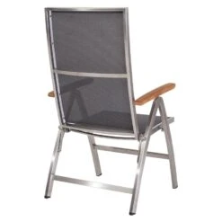 Stern Cardiff Klappsessel Edelstahl/Textilene/Teak-Armlehnen Silber/Silbergrau -Garten Leben 839094 2