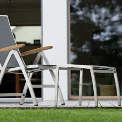 Stern Cardiff Hocker Edelstahl/Textilene Silber/Silbergrau 5 Stern Cardiff Hocker Edelstahl/Textilene Silber/Silbergrau -Garten Leben 839105 2