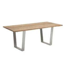 Niehoff Noah Gartentisch 180x95 Cm Edelstahl Trapezkufe 3-teilig Gelattet Teak Recycelt