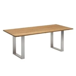Niehoff Noah Gartentisch 180x95 Cm Edelstahl Profilkufe/Teak 7-teilig Gelattet Natur