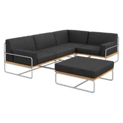OUTLIV. Largo Ecklounge 5-teilig Stahl/Akazie Mit Kissen Silber/Dunkelgrau -Garten Leben 854428 2