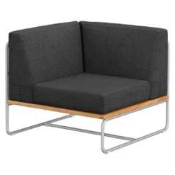 OUTLIV. Largo Ecklounge 5-teilig Stahl/Akazie Mit Kissen Silber/Dunkelgrau -Garten Leben 854428 8