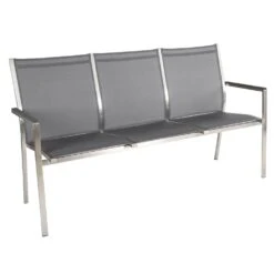 Stern Cardiff Gartenbank 160cm Edelstahl/Textilene Silbergrau