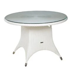 Zebra Hastings Gartentisch Ø110 Cm Geflecht /Glas Schneeweiß