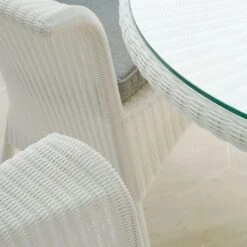 Zebra Hastings Gartentisch Ø110 Cm Geflecht /Glas Schneeweiß -Garten Leben 903389 4