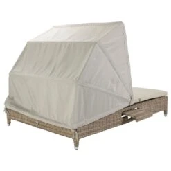 Domus Ventures Cleveland Lecce Doppelliege Halbrundgeflecht/Olefin White-Pepper/Warm-Grey -Garten Leben 910913 4