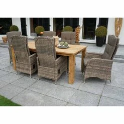 Ploß Rabida Gartenmöbelset 7-teilig Mit Ploß Lofttisch Laredo 200x100cm Champagner