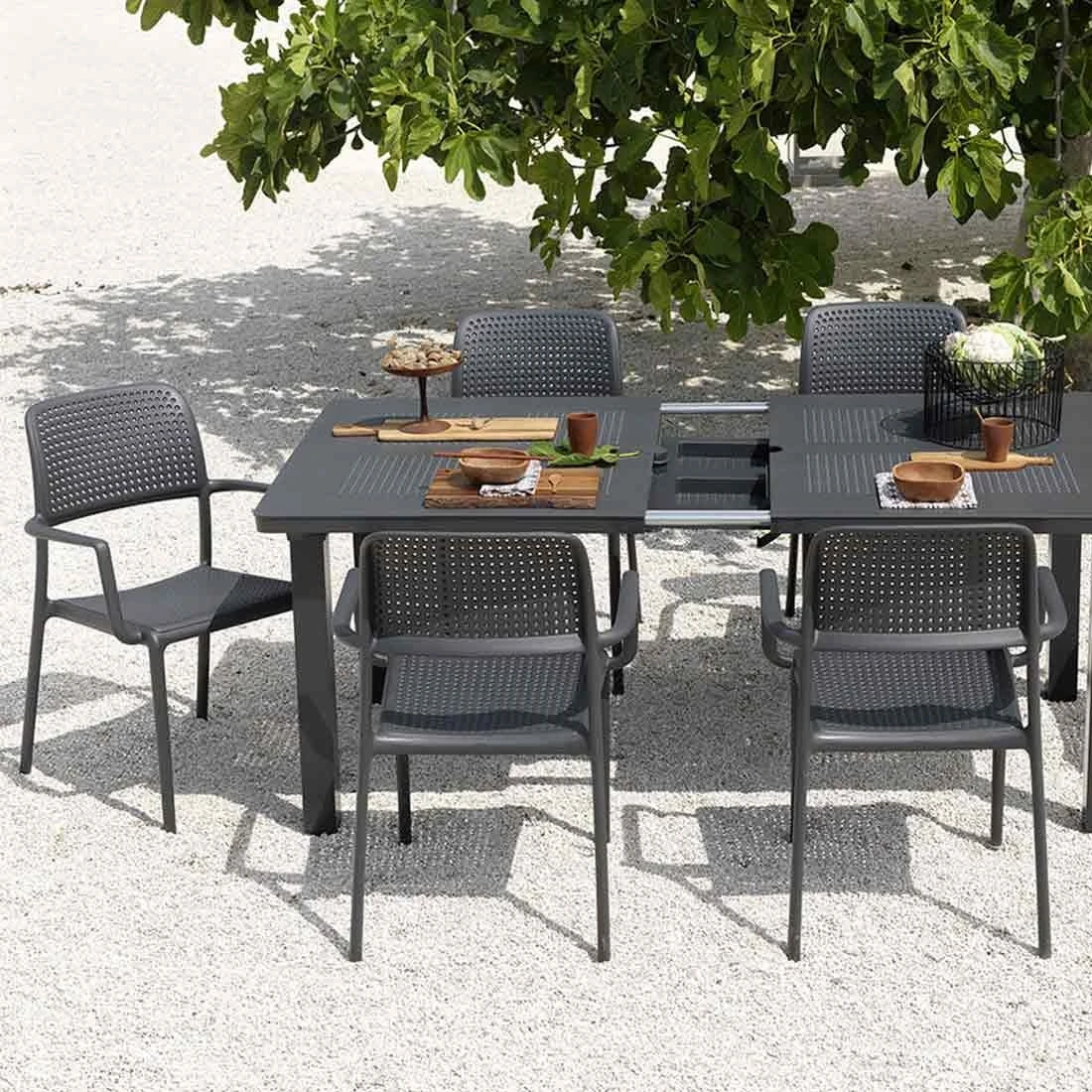 Nardi Bora Gartenmöbelset 7-tlg. Kunststoff Anthrazit 6 Nardi Bora Gartenmöbelset 7-tlg. Kunststoff Anthrazit – Bild 4