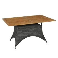 Zebra Status Gartentisch 140x90cm Geflecht/Teak Anthrazit