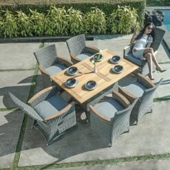 Zebra Status Gartentisch 140x90cm Geflecht/Teak Anthrazit -Garten Leben 958378 3