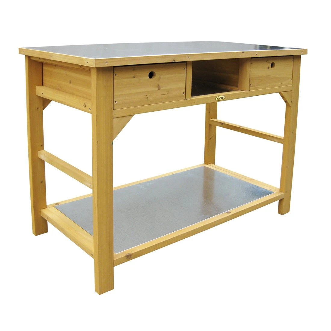 Habau Gartentisch/Pflanztisch 110x55 Cm Mit Schubladen Spießtanne/Blech Braun 3 Habau Gartentisch/Pflanztisch 110x55 Cm Mit Schubladen Spießtanne/Blech Braun