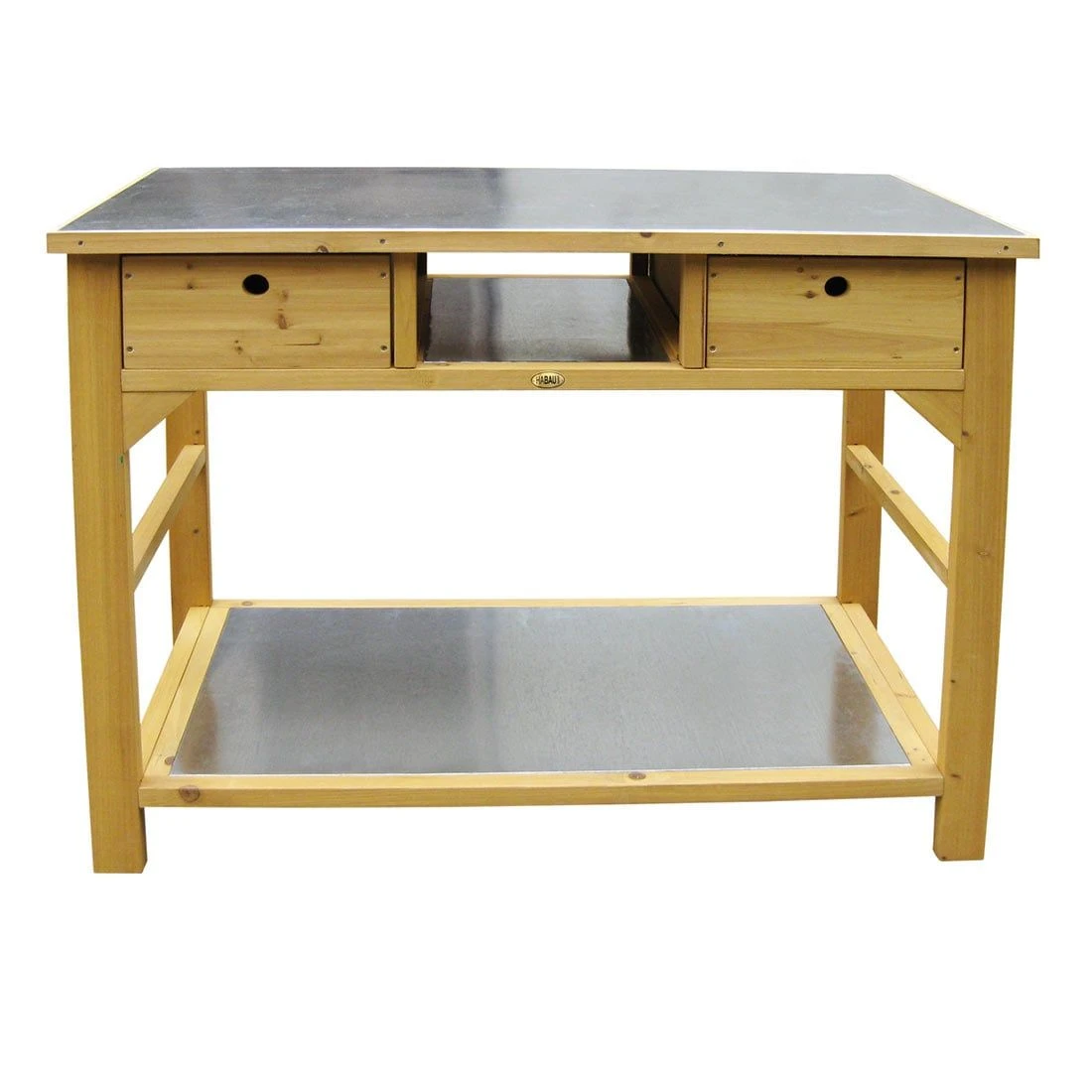 Habau Gartentisch/Pflanztisch 110x55 Cm Mit Schubladen Spießtanne/Blech Braun 4 Habau Gartentisch/Pflanztisch 110x55 Cm Mit Schubladen Spießtanne/Blech Braun – Bild 2