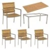 Stern Savona Stapelsessel 6-teiliges Gartenmöbelset Mit Teakholz Tisch 160x90cm Natur -Garten Leben 972414 1