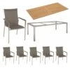 Stern Cardiff Stapelsessel 8-teiliges Gartenmöbelset Mit Teakholz Tisch 200x100cm Taupe