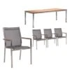 Stern Cardiff Stapelsessel 5-teiliges Gartenmöbelset Mit Ausziehtisch Granada 160/210x90cm Silbergrau -Garten Leben 973866 1
