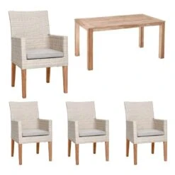 Best Alicante Dininggruppe 5tlg Tisch 160x90cm Alabaster