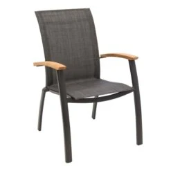 OUTLIV. Davos Stapelsessel Aluminium/Textilene Anthrazit/Grau