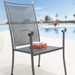 Royal Garden Excelsior Hochlehner-Stapelsessel Metall Eisengrau -Garten Leben 9974304 2