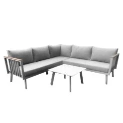 Acamp Gondola Loungeset 3-tlg. Mit Tisch 70x70 Cm Grau/Taupe