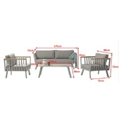 Acamp Gondola Loungeset 4-tlg. Mit Tisch 110x60 Cm Taupe/Grau -Garten Leben acamp gondola loungeset 4 tlg mit tisch 110x60 cm 1434557 3