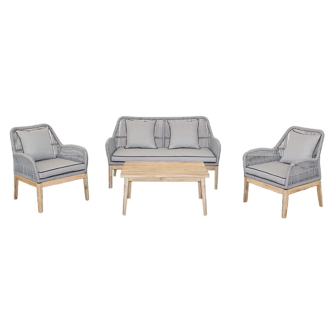 Acamp München Loungeset 4-tlg. Akazie/Rope Natur/Hellgrau 3 Acamp München Loungeset 4-tlg. Akazie/Rope Natur/Hellgrau