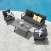 Acamp Thasos Dininglounge Aluminium/Kunstfaser Anthrazit/Grau -Garten Leben acamp thasos loungegruppe 4 tlg aluminium polyester mi tisch 140x80 cm 1434502 1