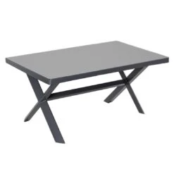 Acamp Thasos Dininglounge Aluminium/Kunstfaser Anthrazit/Grau -Garten Leben acamp thasos loungegruppe 4 tlg aluminium polyester mi tisch 140x80 cm 1434502 3