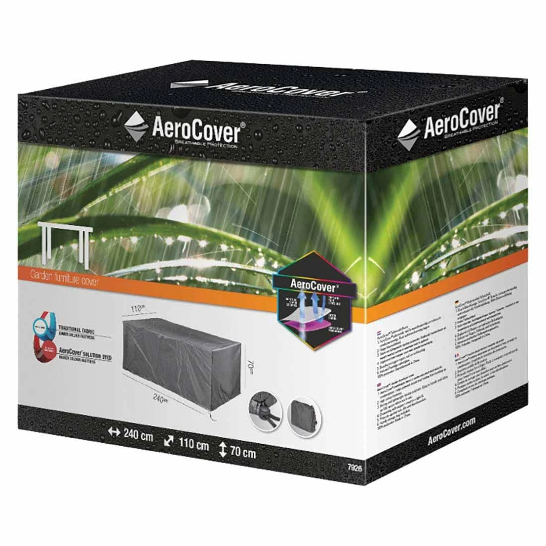 AeroCover Gartentisch Schutzhülle 240x110x70cm Polyester Uni Anthrazit 5 AeroCover Gartentisch Schutzhülle 240x110x70cm Polyester Uni Anthrazit – Bild 3