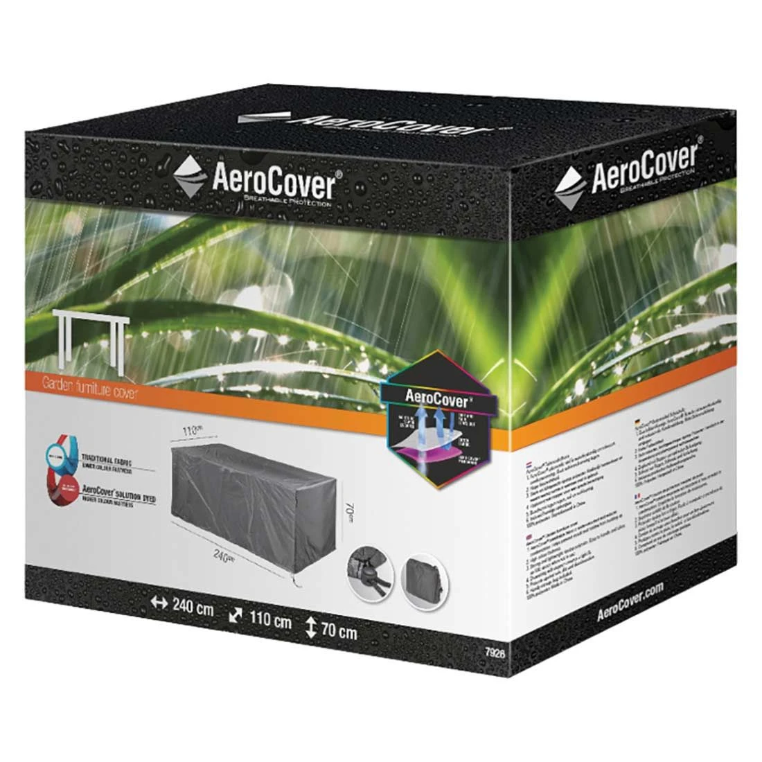 AeroCover Gartentisch Schutzhülle 240x110x70cm Polyester Uni Anthrazit 10 AeroCover Gartentisch Schutzhülle 240x110x70cm Polyester Uni Anthrazit – Bild 8