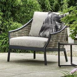 Apple Bee Milou Loungesessel Aluminium/Rope/Bee Wett Schwarz/Willow -Garten Leben apple bee milou lounge loungesessel aluminium rope bee wett black willow nature grey 1098551 1