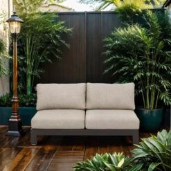 Apple Bee Sticks & More Gartensofa Aluminium/Bee Wett Taupe/Natural Oak