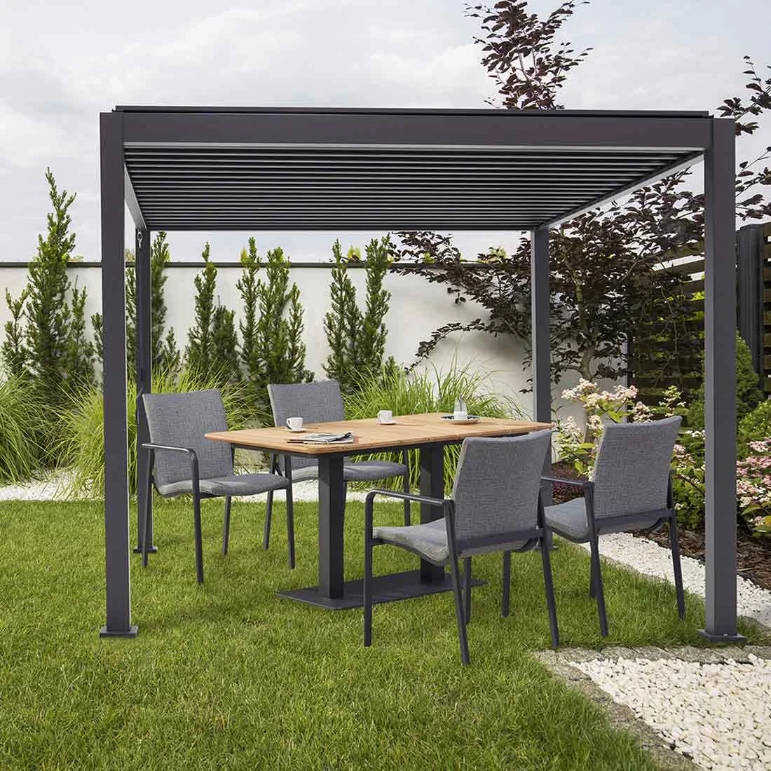 Best Cadiz Pergola 360x360cm Aluminium Anthrazit 4 Best Cadiz Pergola 360x360cm Aluminium Anthrazit – Bild 2