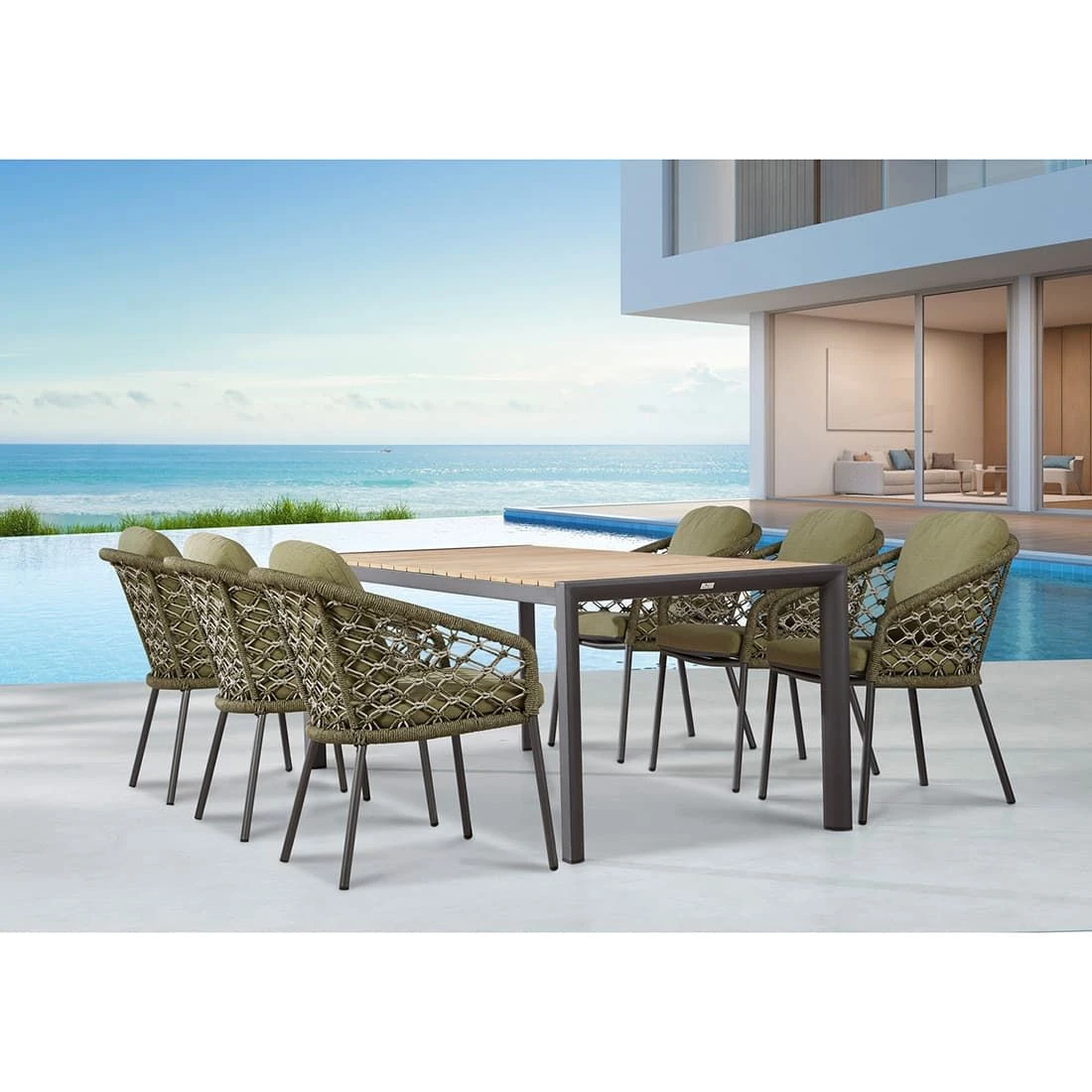 Best Mali Gartensessel Aluminium/Rope/Sunbrella Anthrazit/Grün-Melange 4 Best Mali Gartensessel Aluminium/Rope/Sunbrella Anthrazit/Grün-Melange – Bild 2