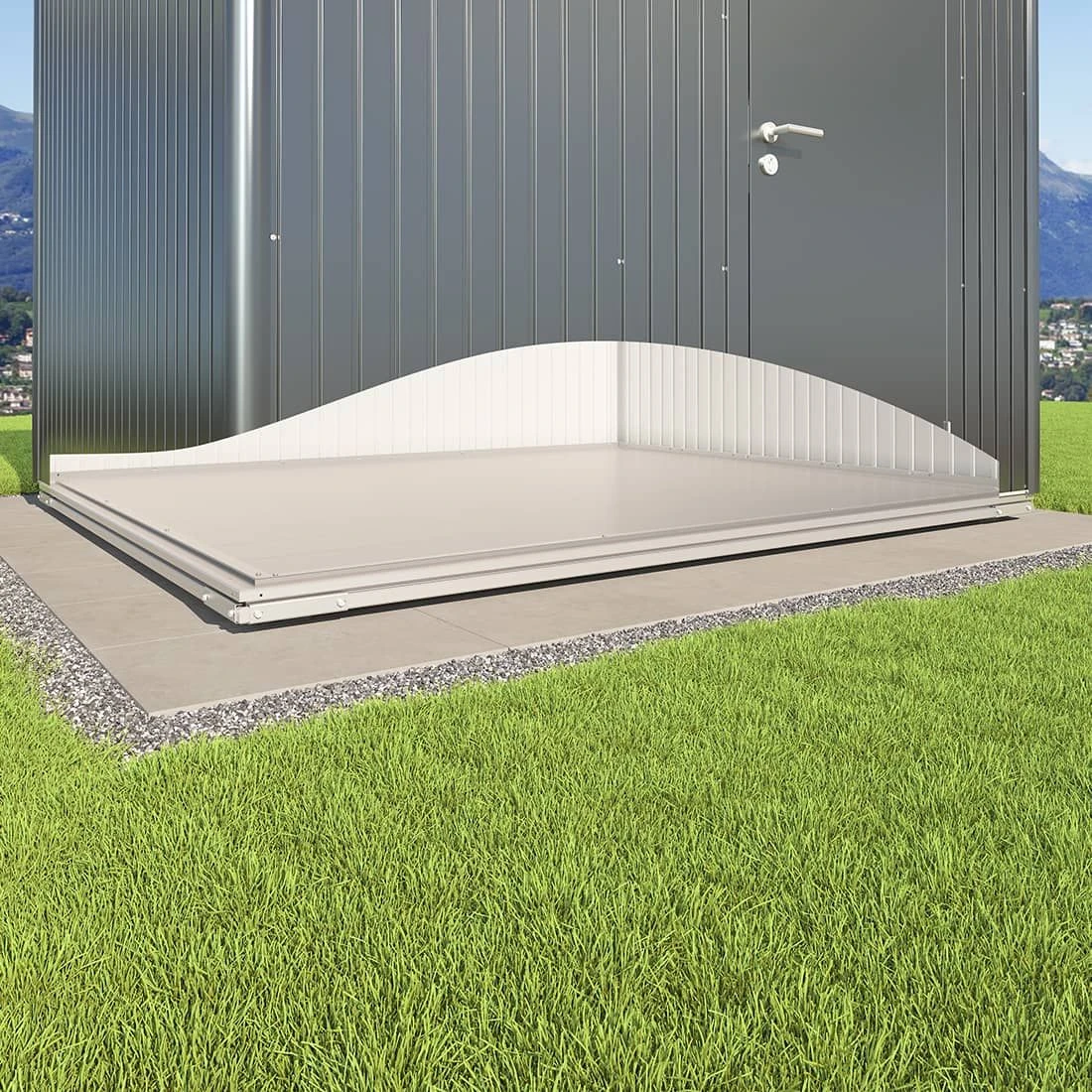 Biohort MiniGarage SmartBase Fundament 198x117cm Silber 4 Biohort MiniGarage SmartBase Fundament 198x117cm Silber – Bild 2