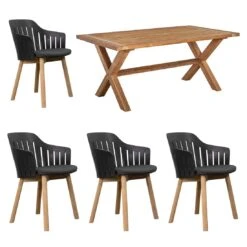 Cane-Line Choice Gartenmöbelset 5-tlg. + Tisch 180x100cm Black/Natur