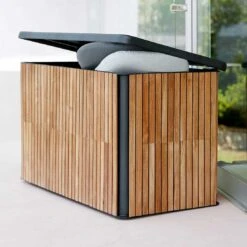 Cane-Line Combine Gartenbox Klein Teak/Aluminium Natur/Lava Grey -Garten Leben cane line combine kissentruhe gross teak aluminium 1463476 6