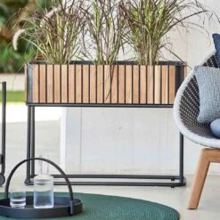 Cane-Line Combine Pflanzgefäß 83x62x28cm Teak/Alu Natur/Lava Grey -Garten Leben cane line combine pflanzgefaess 53x53x40cm teak alu 1463498 4