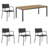 Cane-Line Less Gartenmöbelset 5-tlg. Mit Tisch 180x90cm Lava Grey/Natur -Garten Leben cane line less gartenmoebelset 5 tlg mit tisch 180x90cm 1480625 1
